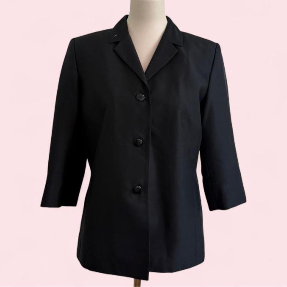 Vintage‎ Travis Ayers 100% Silk Black Blazer — Size 12